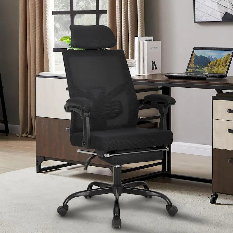 Office Chair With Foot Rest Ergonomic Swivel Mesh Task Office Chair