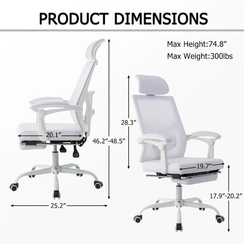 Office Chair With Foot Rest Ergonomic Swivel Mesh Task Office Chair