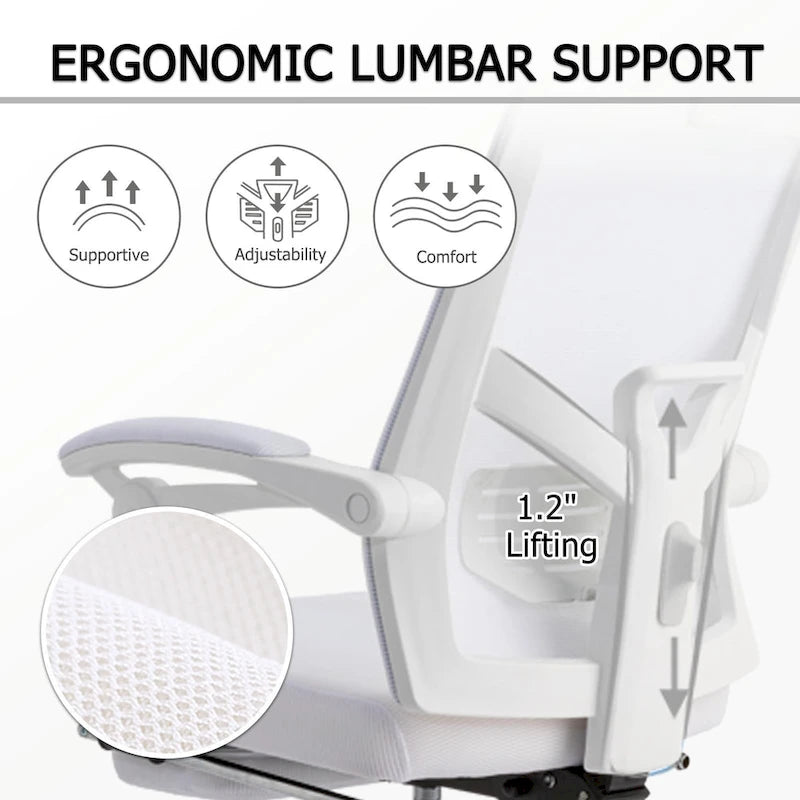 Office Chair With Foot Rest Ergonomic Swivel Mesh Task Office Chair