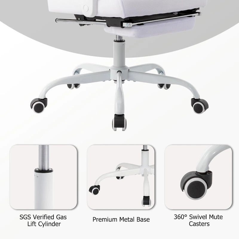 Office Chair With Foot Rest Ergonomic Swivel Mesh Task Office Chair