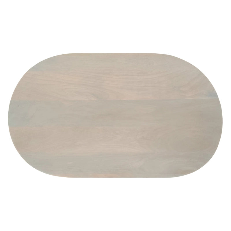 38 Inch Coffee Table, Oblong Mango Wood Top with a Modern Ball Leg