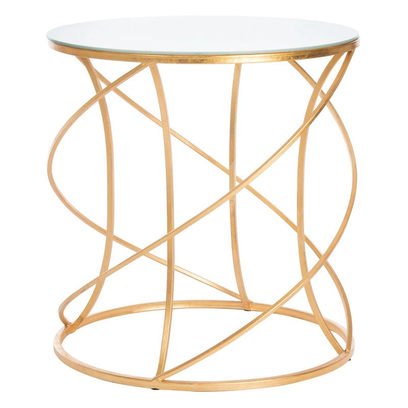 Gold & White Top Accent Table - 20W x 20D x 21H