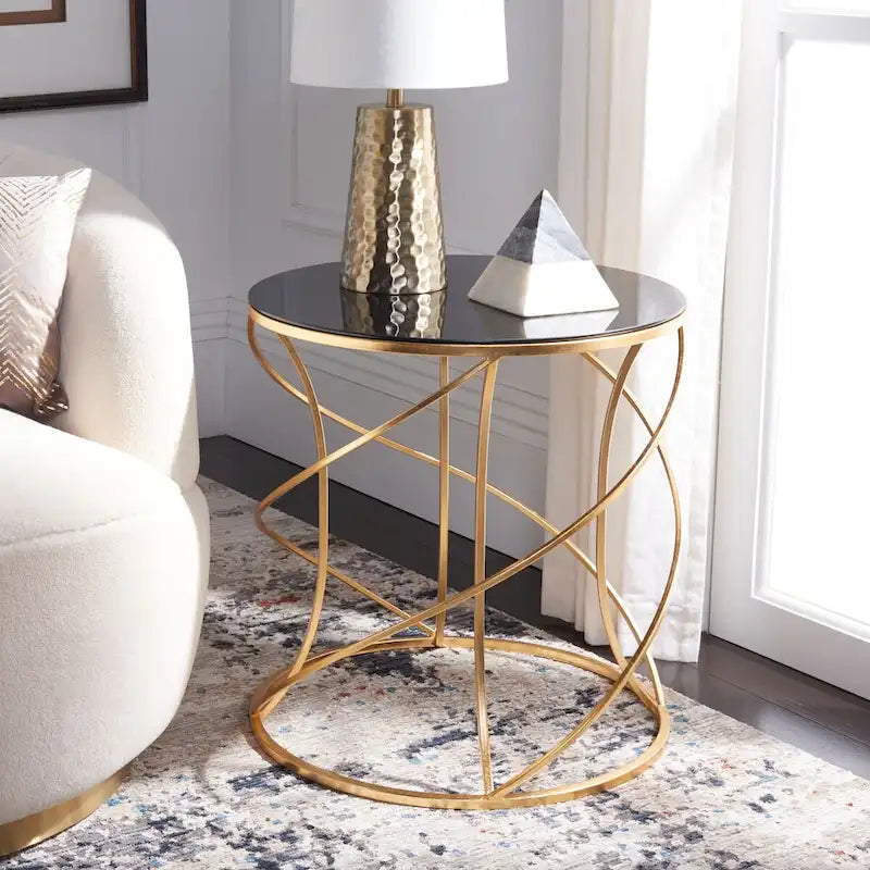 Gold & White Top Accent Table - 20W x 20D x 21H