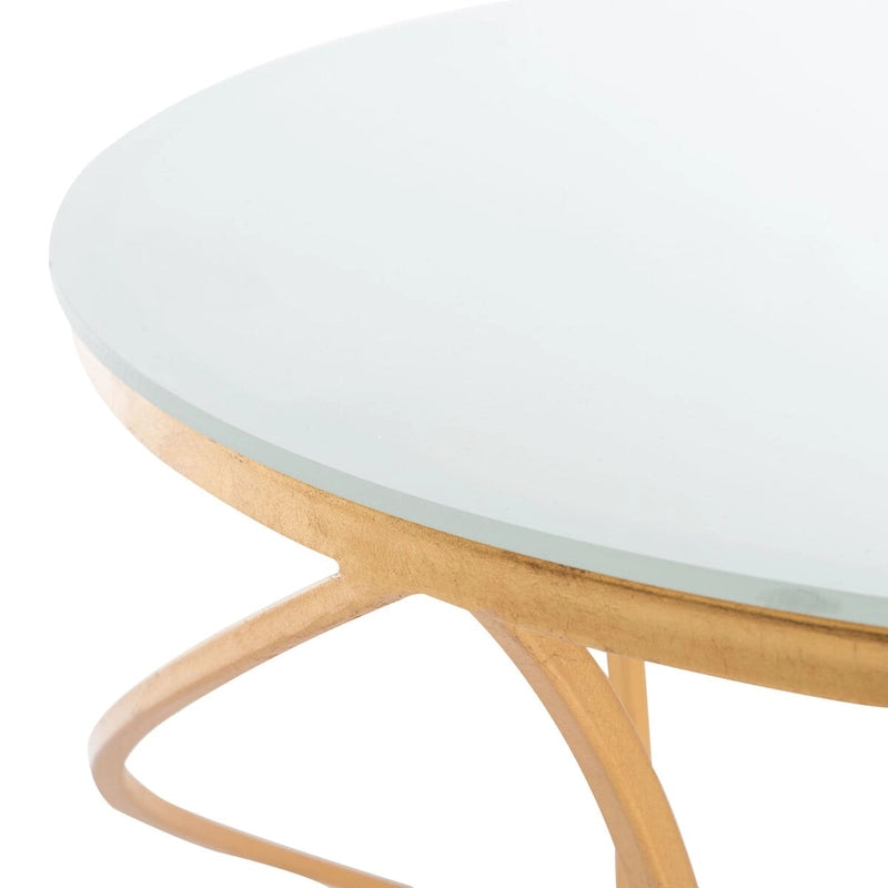 Gold & White Top Accent Table - 20W x 20D x 21H