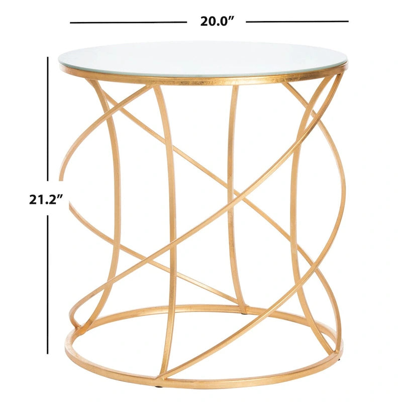 Gold & White Top Accent Table - 20W x 20D x 21H