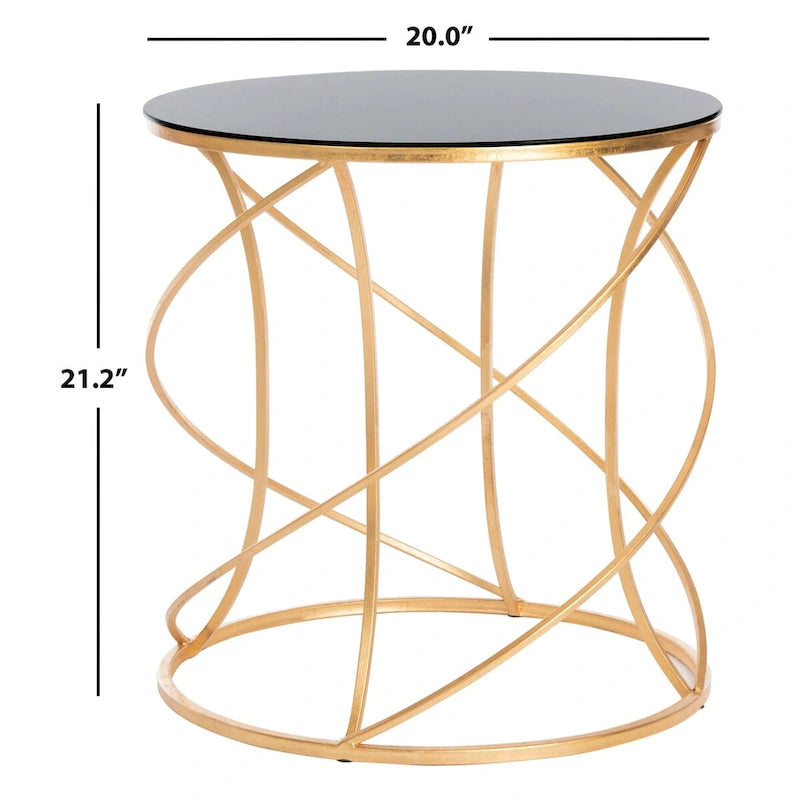 Gold & White Top Accent Table - 20W x 20D x 21H