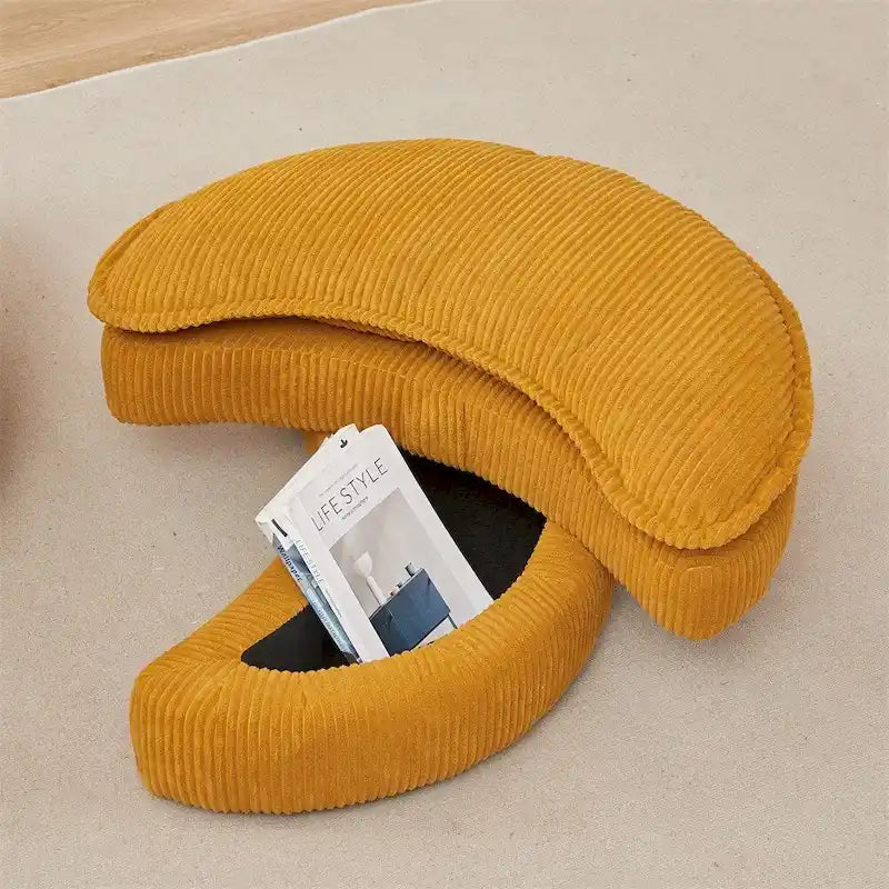 Oversized Swivel Chair with Moon Storage Ottoman with 4 Pillows