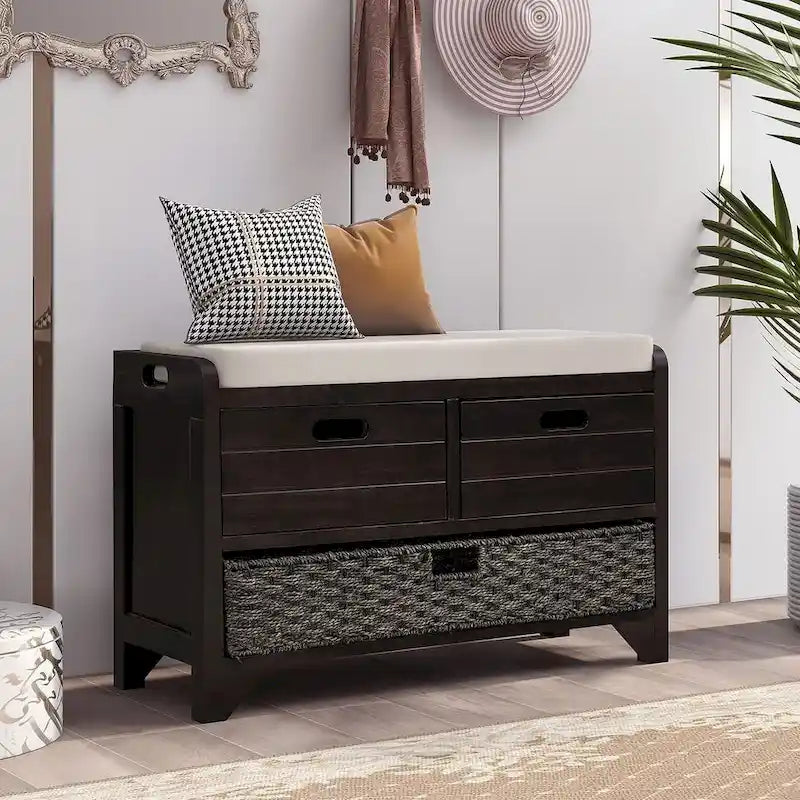 3-drawer Solid Wooden Storage Bench