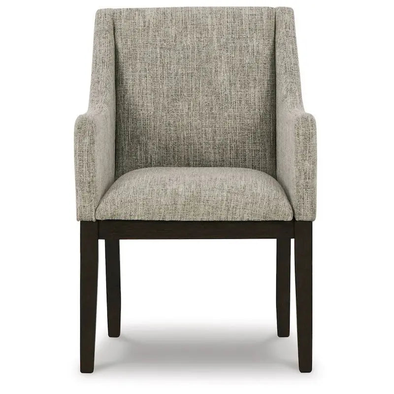 Sonn 24 Inch Dining Armchair, Set of 2, Padded Beige Upholstery, Brown Legs