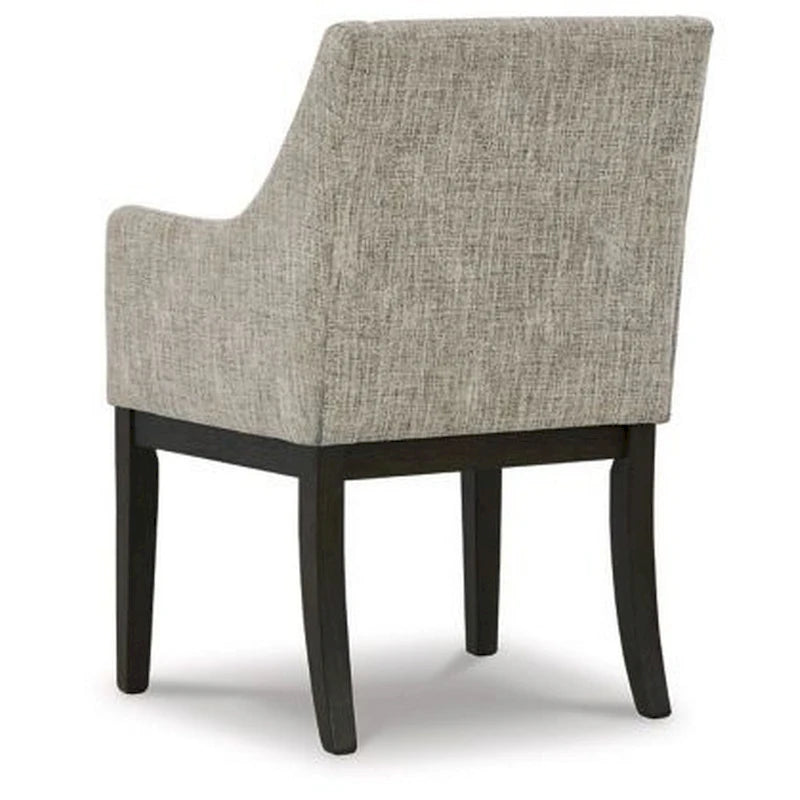 Sonn 24 Inch Dining Armchair, Set of 2, Padded Beige Upholstery, Brown Legs