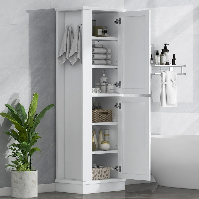 Freestanding Storage Cabinet with Hook and Adjustable Shelf
