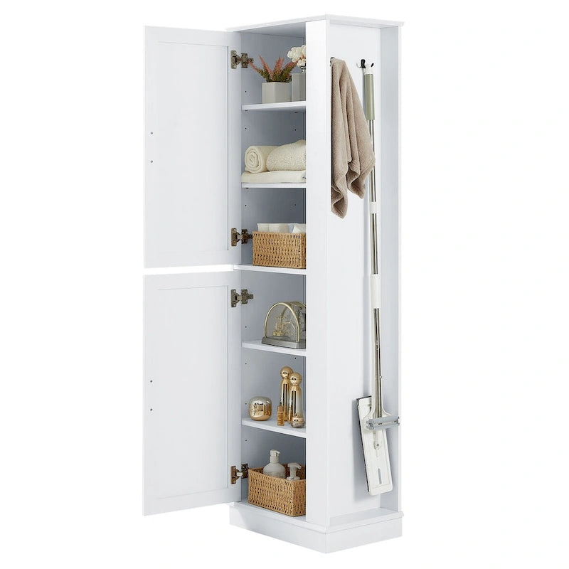 Freestanding Storage Cabinet with Hook and Adjustable Shelf