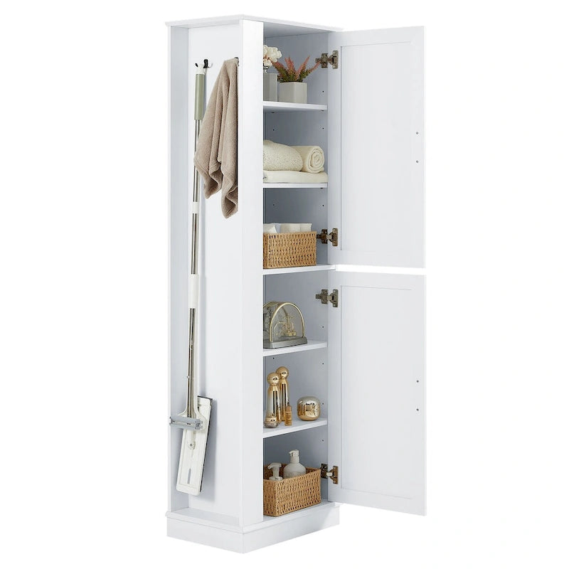 Freestanding Storage Cabinet with Hook and Adjustable Shelf