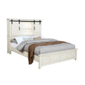 Vilo Home Modern Western White Solid Wood Bed with Storage Headboard