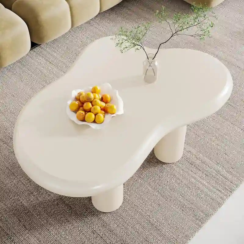 39.4 Inches Cloud-Shaped Engineered Wood Coffee Table with 4 PVC Legs