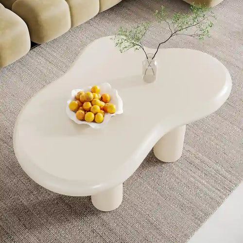 39.4 Inches Cloud-Shaped Engineered Wood Coffee Table with 4 PVC Legs