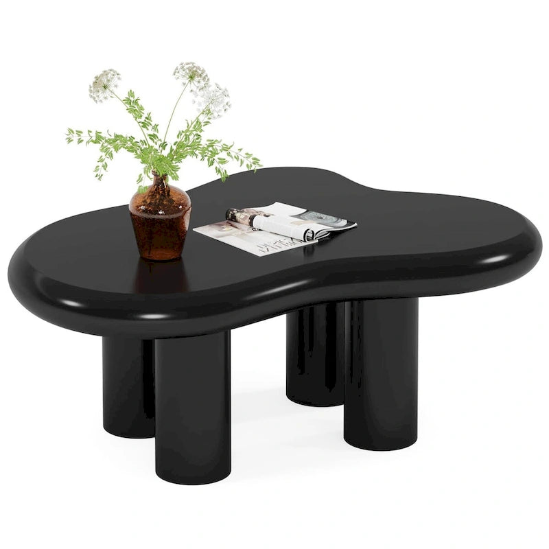 39.4 Inches Cloud-Shaped Engineered Wood Coffee Table with 4 PVC Legs