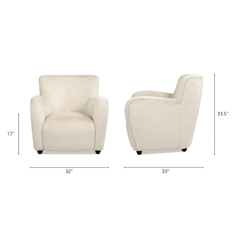 Wolffe 32 Transitional Faux Fur Upholstered Curved Arm Accent Chair