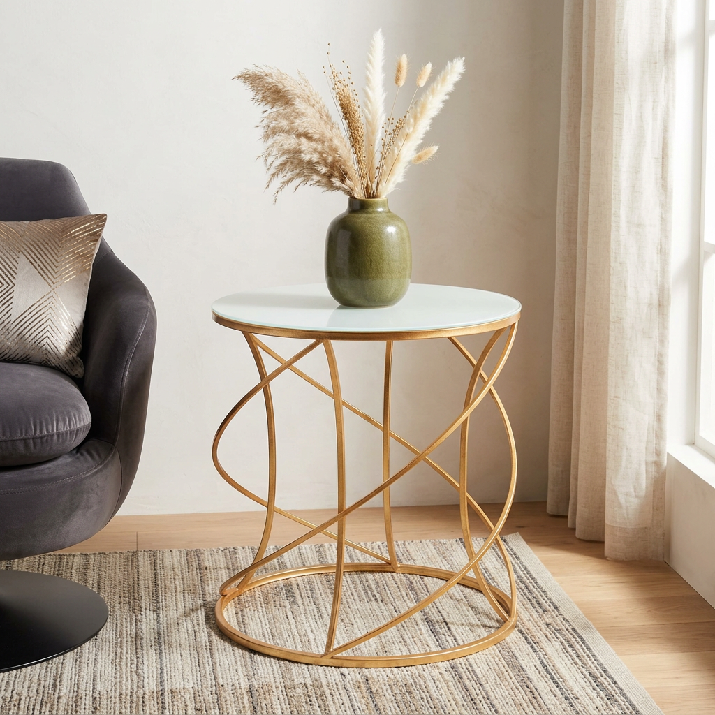 Gold Geometric Side Table